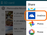 No Android, use o menu Compartilhar para adicionar um arquivo ao OneDrive.