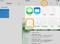 No iPad, no aplicativo do Dropbox, toque no ícone Compartilhar e em "Copiar link".