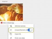 Depois, ative "Compartilhamento de link".